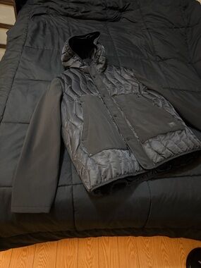 Karl Lagerfeld Black Quilted Hooded Puffer Jacket